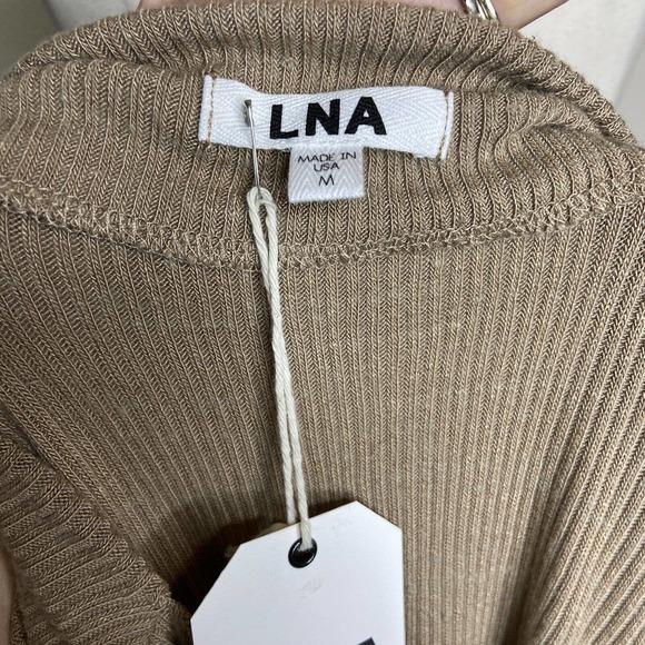 LNA Clyde Slub Sweater with Collar Cut Out in Heather Taupe M NWT - Picture 9 of 9